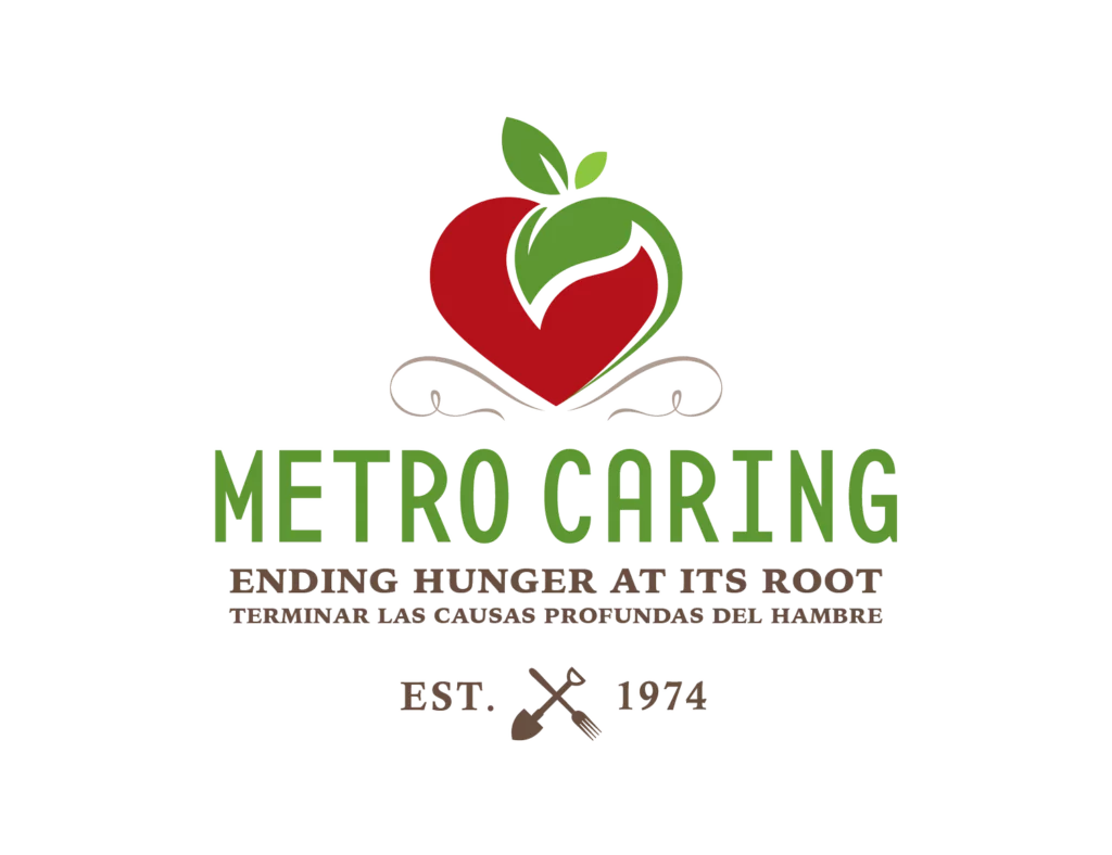 Metro Caring Logo with English and Spanish Subtitles