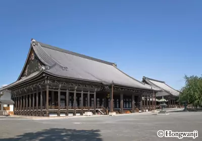 An image of the Goeido Founders Hall at the Nishi Hongwanji in Kyoto, Japan